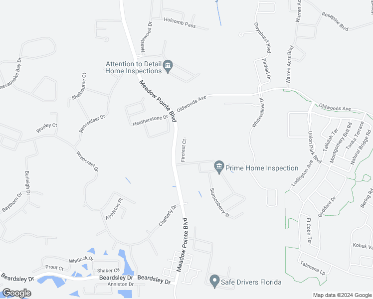 map of restaurants, bars, coffee shops, grocery stores, and more near 1754 Fircrest Court in Wesley Chapel