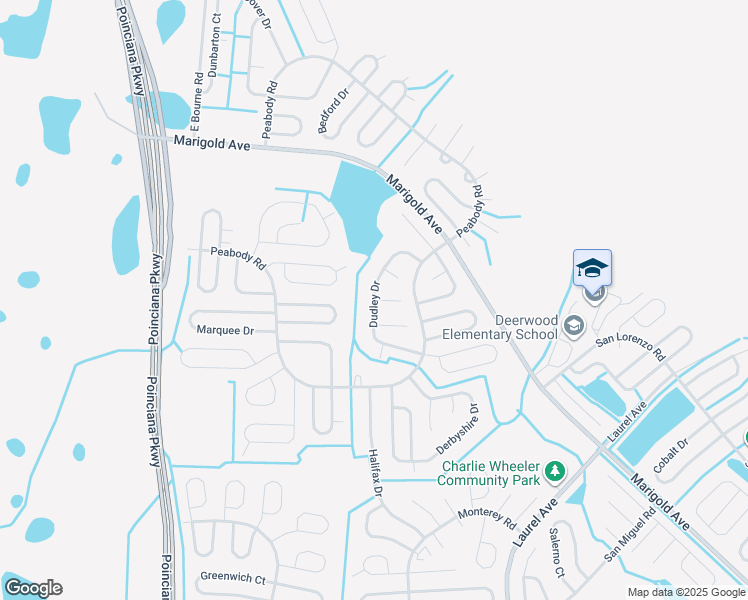 map of restaurants, bars, coffee shops, grocery stores, and more near 1042 Dudley Drive in Poinciana