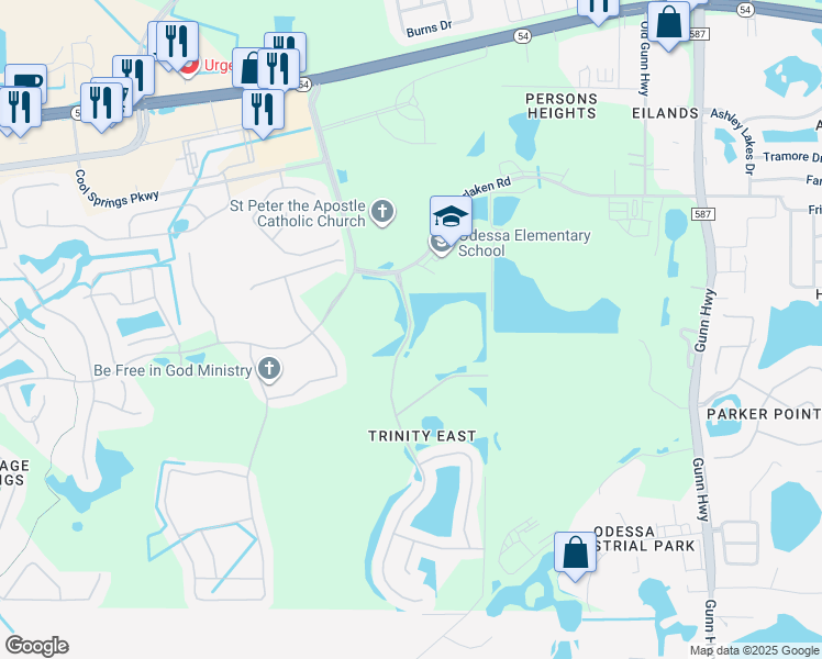 map of restaurants, bars, coffee shops, grocery stores, and more near 1874 Ketzal Drive in New Port Richey