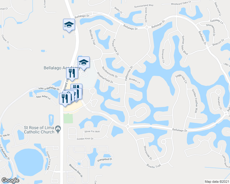 map of restaurants, bars, coffee shops, grocery stores, and more near 3703 Willowsbrook Way in Kissimmee