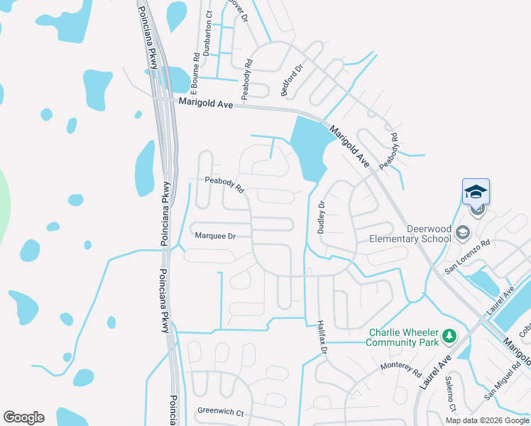 map of restaurants, bars, coffee shops, grocery stores, and more near 251 Churchill Court in Kissimmee