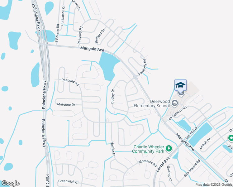 map of restaurants, bars, coffee shops, grocery stores, and more near 1060 Dudley Drive in Kissimmee