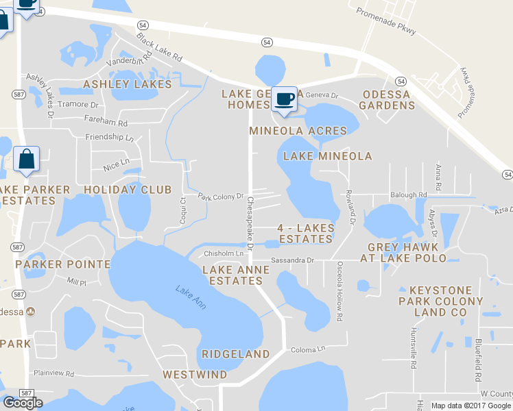 map of restaurants, bars, coffee shops, grocery stores, and more near 1710 Chesapeake Drive in Odessa