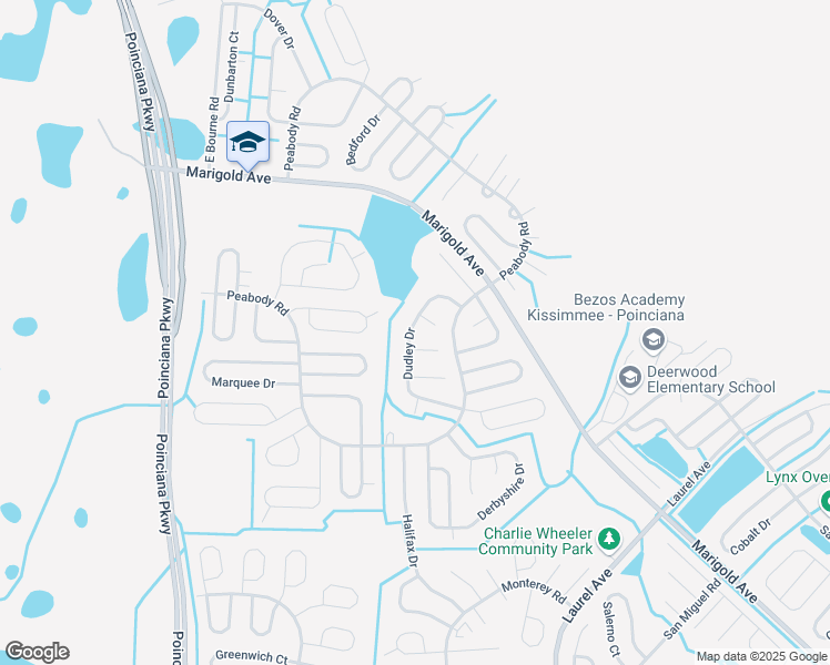 map of restaurants, bars, coffee shops, grocery stores, and more near 1060 Dudley Drive in Kissimmee
