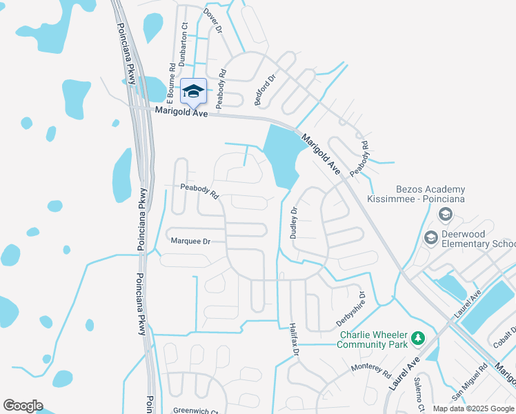 map of restaurants, bars, coffee shops, grocery stores, and more near 246 Churchill Court in Kissimmee