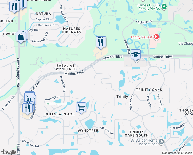 map of restaurants, bars, coffee shops, grocery stores, and more near 1706 Cortleigh Drive in New Port Richey