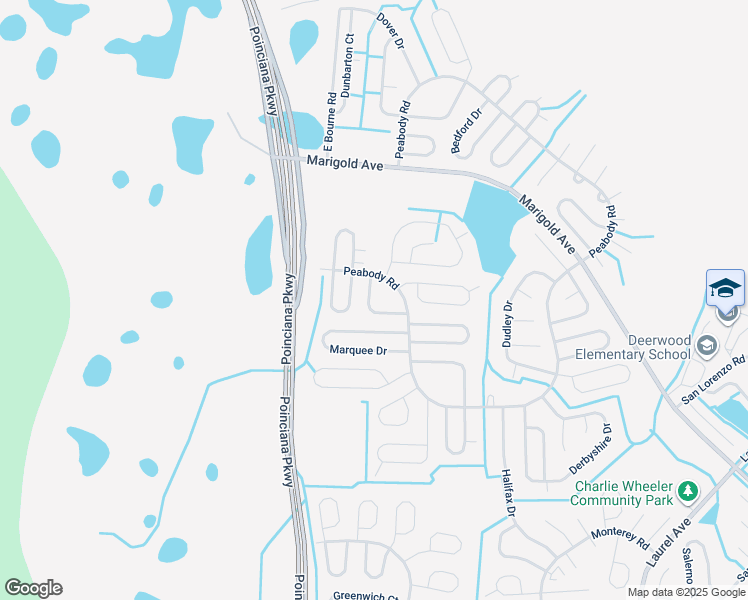 map of restaurants, bars, coffee shops, grocery stores, and more near 1020 Mayfair Place in Kissimmee