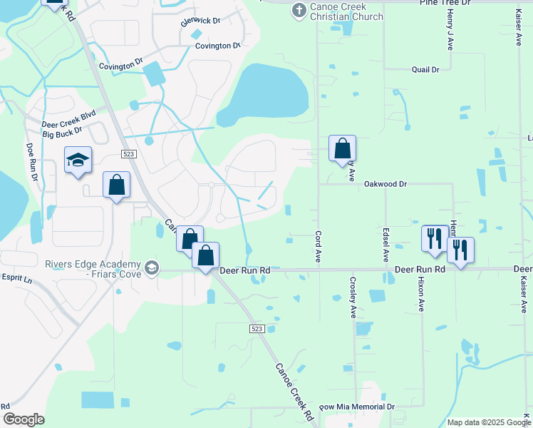 map of restaurants, bars, coffee shops, grocery stores, and more near 3949 Baja Drive in St. Cloud
