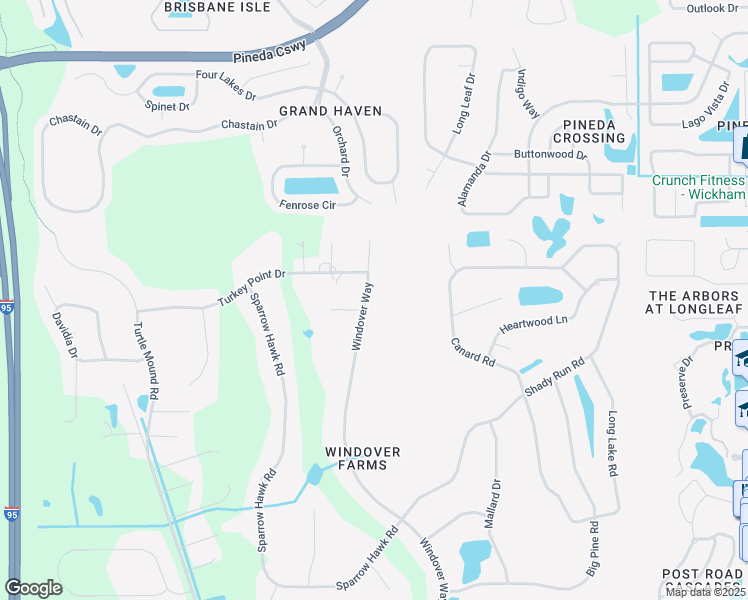 map of restaurants, bars, coffee shops, grocery stores, and more near 4355 Windover Way in Melbourne