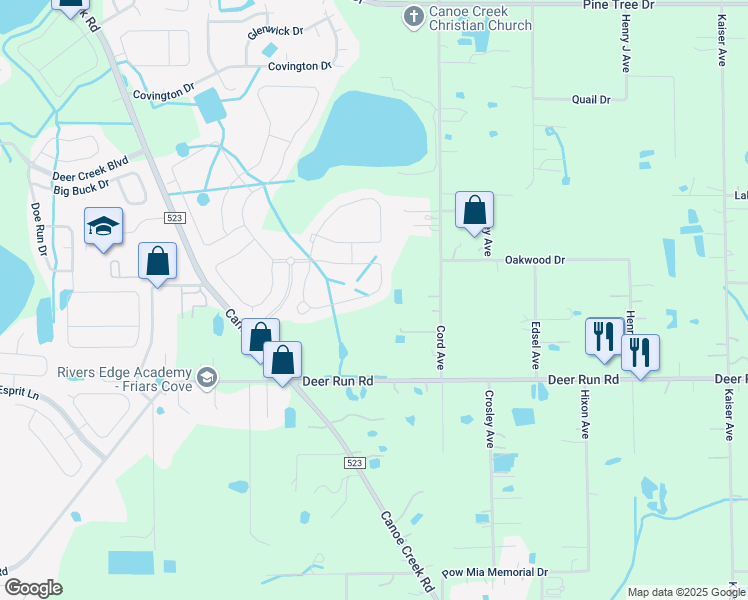 map of restaurants, bars, coffee shops, grocery stores, and more near 3949 Baja Drive in St. Cloud