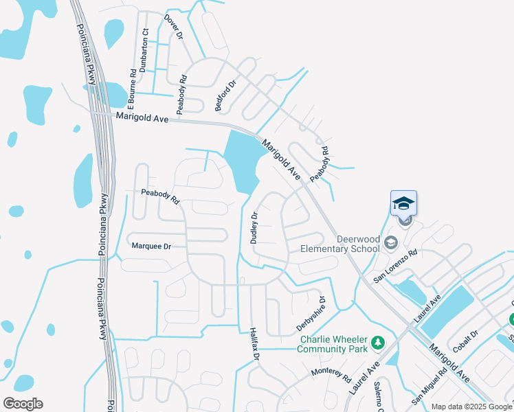 map of restaurants, bars, coffee shops, grocery stores, and more near 1060 Dudley Drive in Kissimmee