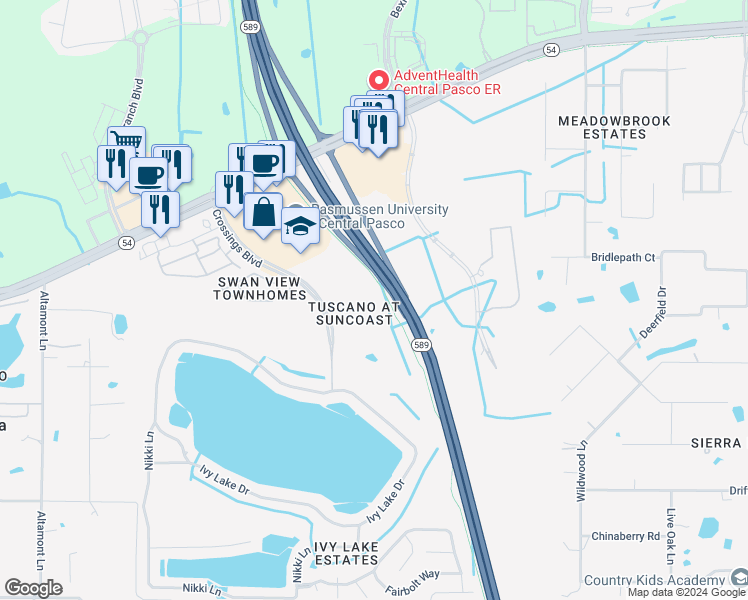 map of restaurants, bars, coffee shops, grocery stores, and more near 1450 Villa Capri Circle in Odessa