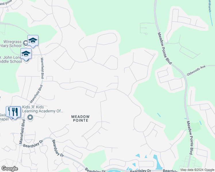 map of restaurants, bars, coffee shops, grocery stores, and more near 30840 Wooley Court in Wesley Chapel