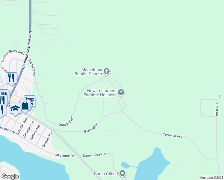 map of restaurants, bars, coffee shops, grocery stores, and more near 536 Smith Road in Polk City