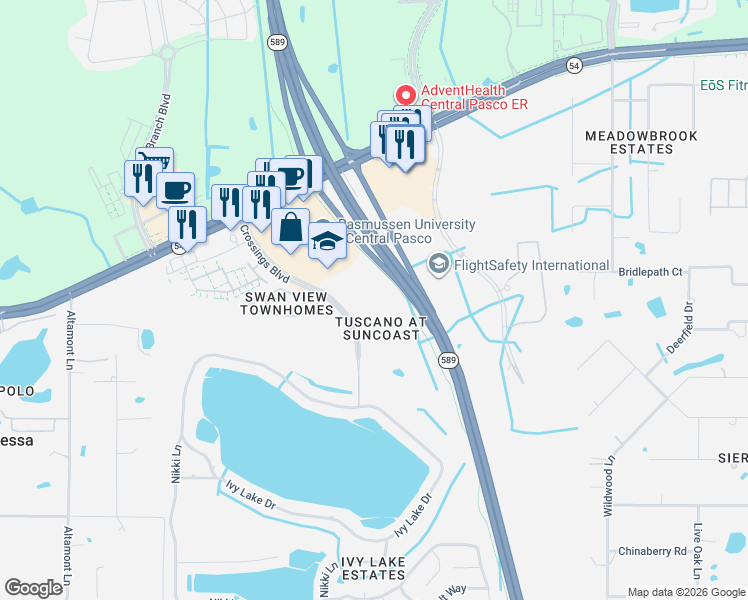 map of restaurants, bars, coffee shops, grocery stores, and more near 1409 Villa Capri Circle in Odessa
