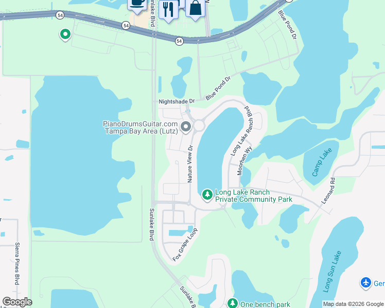 map of restaurants, bars, coffee shops, grocery stores, and more near 1902 Nature View Drive in Lutz