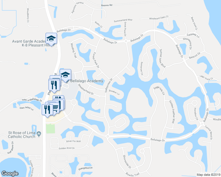 map of restaurants, bars, coffee shops, grocery stores, and more near 2681 Breaker Lane in Kissimmee