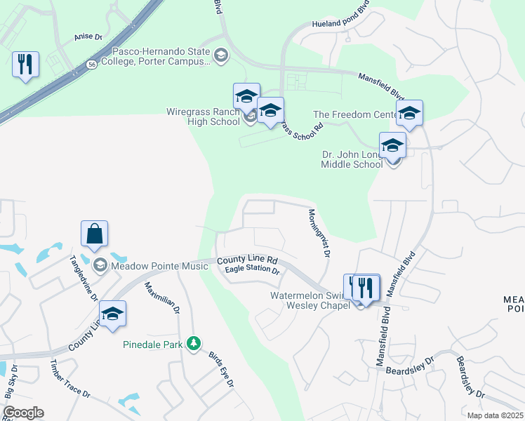 map of restaurants, bars, coffee shops, grocery stores, and more near 29643 Bright Ray Place in Zephyrhills