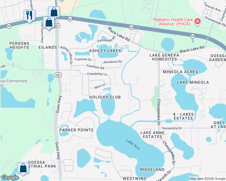 map of restaurants, bars, coffee shops, grocery stores, and more near 13949 Friendship Lane in Odessa