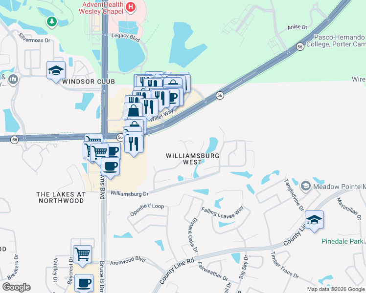 map of restaurants, bars, coffee shops, grocery stores, and more near 1941 Tarpon Court in Zephyrhills
