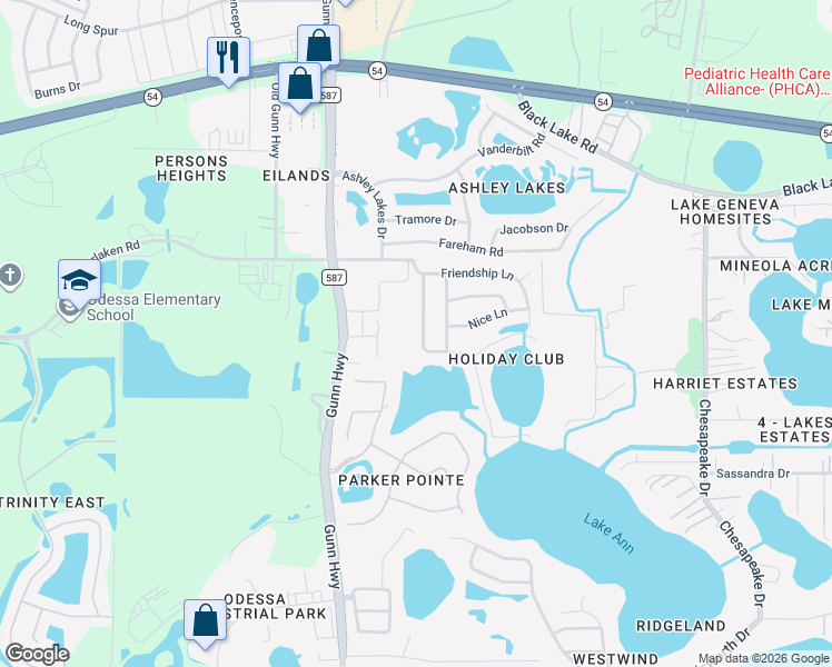 map of restaurants, bars, coffee shops, grocery stores, and more near 1811 Beachway Lane in Odessa