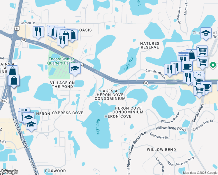 map of restaurants, bars, coffee shops, grocery stores, and more near 1837 Hammocks Avenue in Lutz