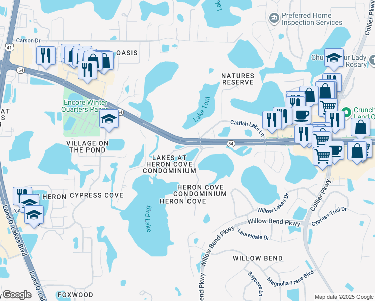 map of restaurants, bars, coffee shops, grocery stores, and more near 1948 Hammocks Avenue in Lutz