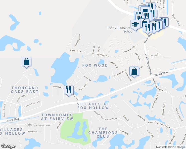 map of restaurants, bars, coffee shops, grocery stores, and more near 1726 Winsloe Drive in New Port Richey