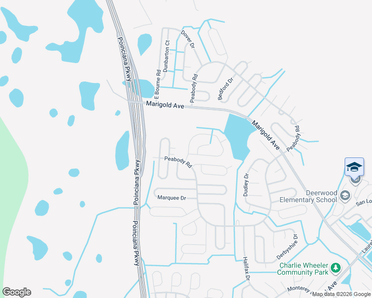 map of restaurants, bars, coffee shops, grocery stores, and more near 1109 Cambourne Drive in Kissimmee