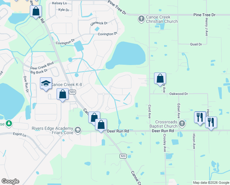 map of restaurants, bars, coffee shops, grocery stores, and more near 3910 Baja Drive in St. Cloud