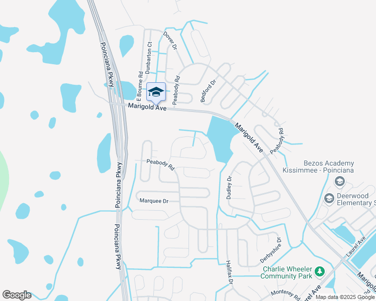 map of restaurants, bars, coffee shops, grocery stores, and more near 1106 Camden Way in Kissimmee