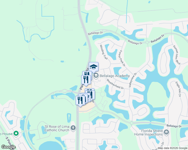 map of restaurants, bars, coffee shops, grocery stores, and more near 3651 Pleasant Hill Road in Kissimmee