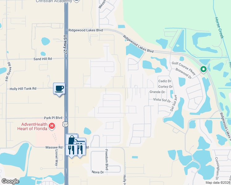 map of restaurants, bars, coffee shops, grocery stores, and more near 176 Seville Drive in Davenport