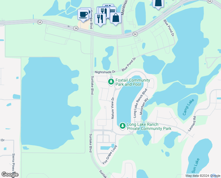 map of restaurants, bars, coffee shops, grocery stores, and more near 2012 Lake Waters Place in Lutz