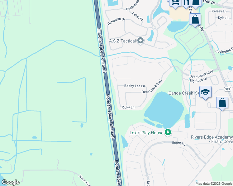 map of restaurants, bars, coffee shops, grocery stores, and more near 3727 Ricky Lane in St. Cloud