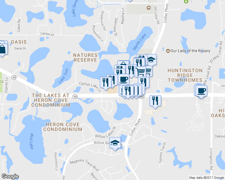 map of restaurants, bars, coffee shops, grocery stores, and more near Highway 54 in Pasco