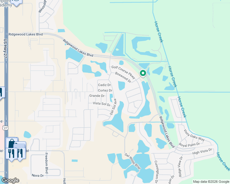 map of restaurants, bars, coffee shops, grocery stores, and more near 1234 Golf Course Parkway in Davenport