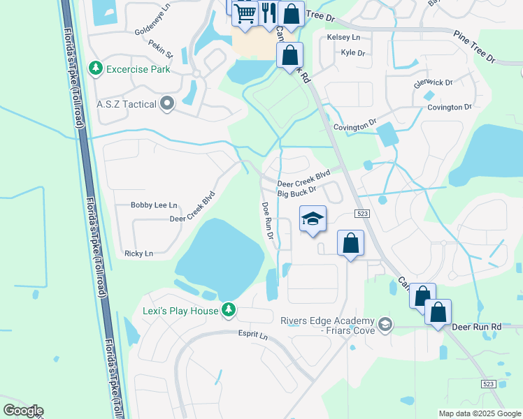 map of restaurants, bars, coffee shops, grocery stores, and more near 3608 Doe Run Drive in Saint Cloud