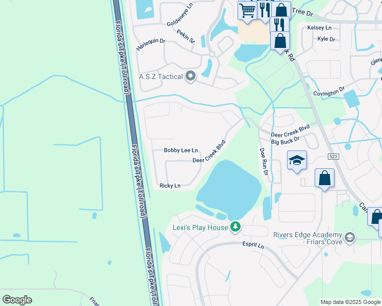 map of restaurants, bars, coffee shops, grocery stores, and more near 2421 Deer Creek Boulevard in St. Cloud
