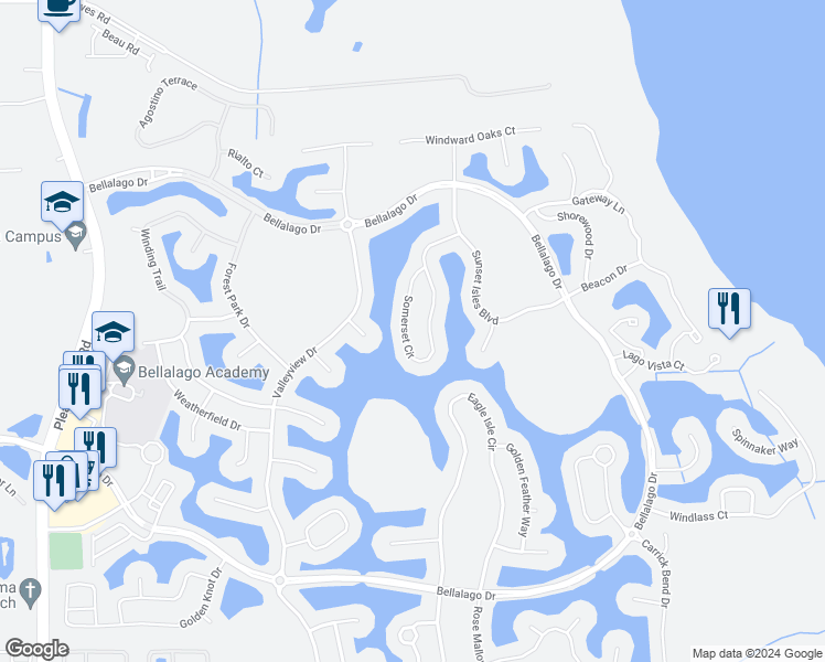 map of restaurants, bars, coffee shops, grocery stores, and more near 3572 Somerset Circle in Kissimmee