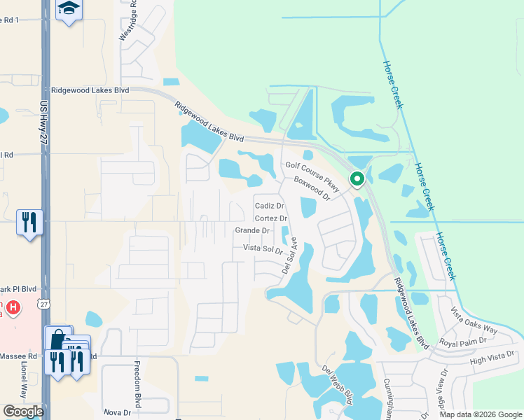 map of restaurants, bars, coffee shops, grocery stores, and more near 433 Del Sol Avenue in Davenport