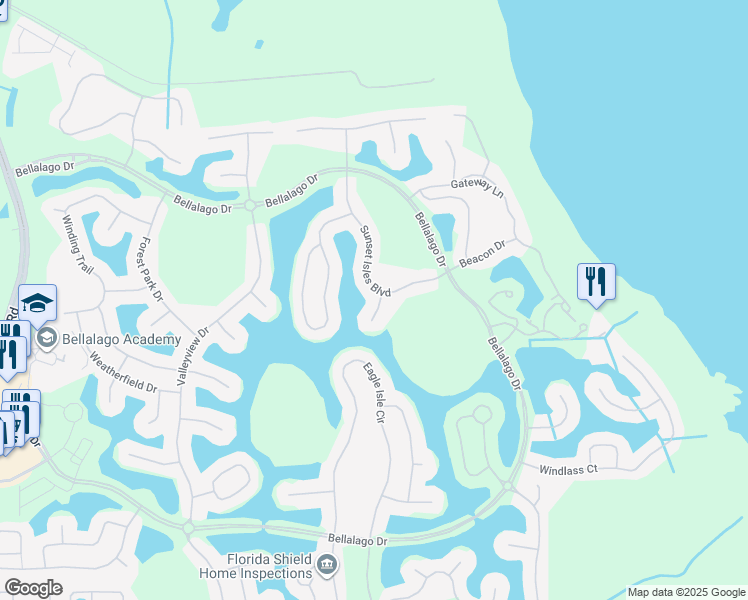 map of restaurants, bars, coffee shops, grocery stores, and more near 3600 Harbor Isles Court in Kissimmee