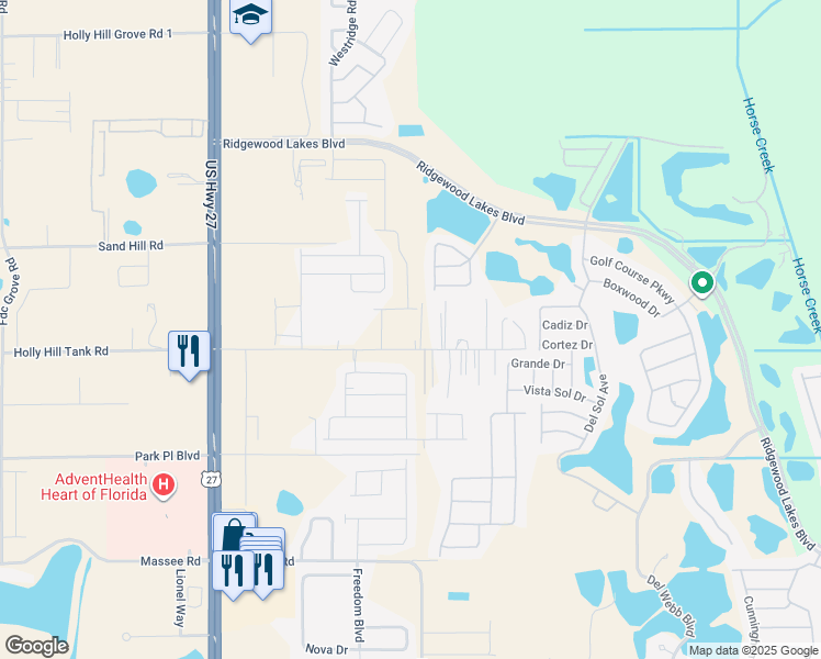 map of restaurants, bars, coffee shops, grocery stores, and more near 1722 Florida Development Road in Davenport