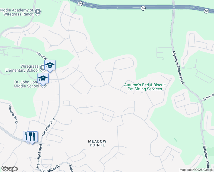 map of restaurants, bars, coffee shops, grocery stores, and more near 30724 Lindentree Drive in Wesley Chapel