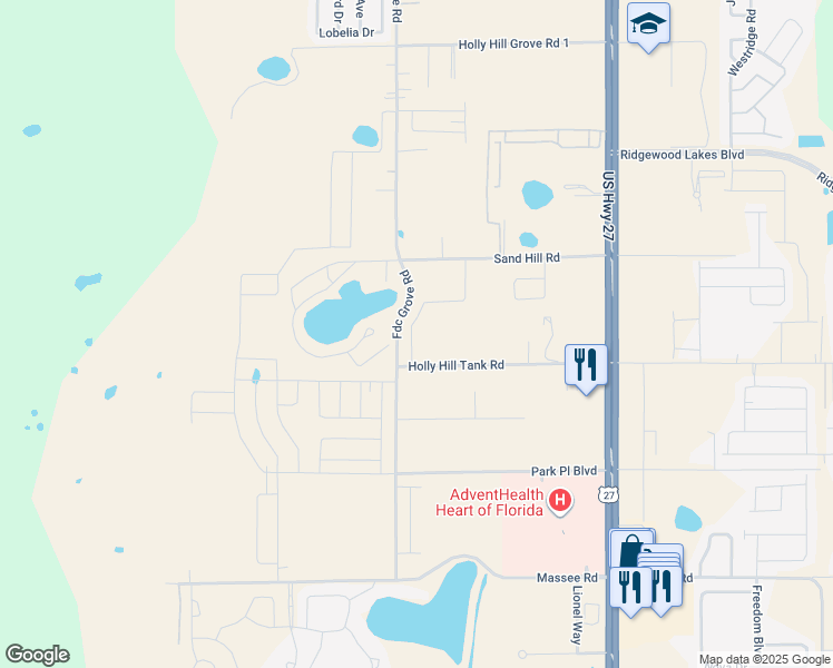 map of restaurants, bars, coffee shops, grocery stores, and more near 301 Feltrim Reserve Boulevard in Davenport