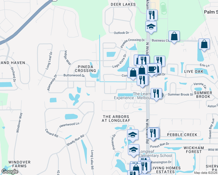 map of restaurants, bars, coffee shops, grocery stores, and more near 4866 Borealis Court in Melbourne