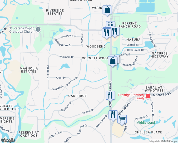 map of restaurants, bars, coffee shops, grocery stores, and more near 6800 Morningsun Court in New Port Richey