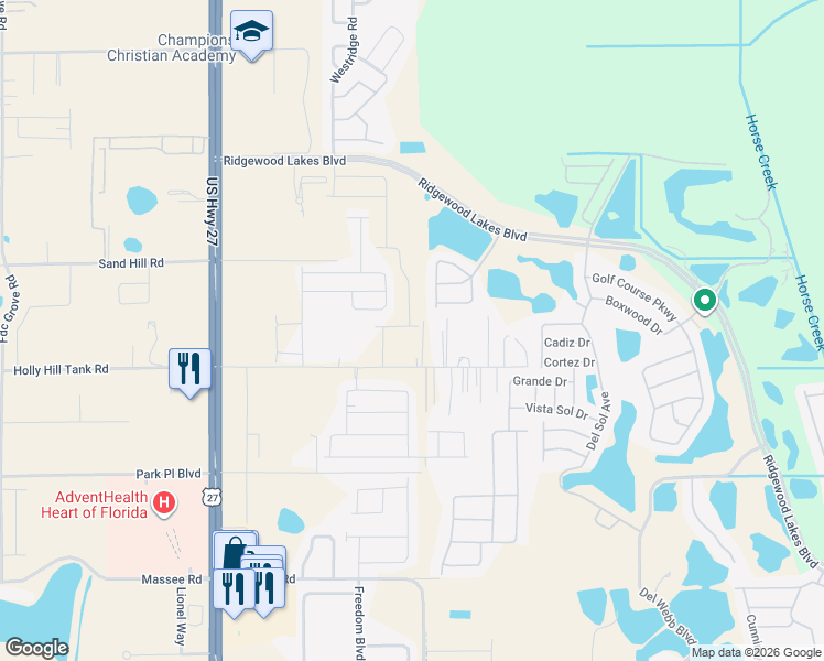 map of restaurants, bars, coffee shops, grocery stores, and more near 1722 Florida Development Road in Davenport