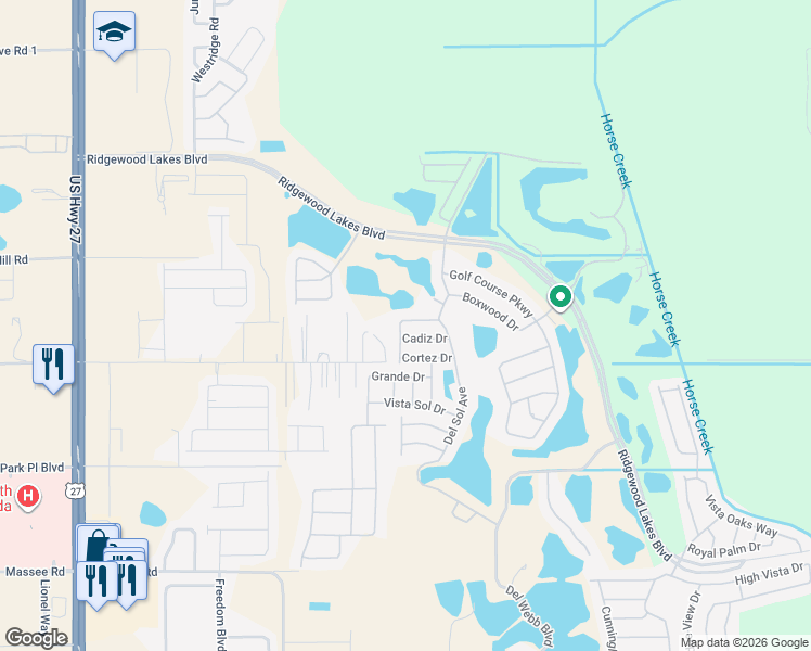 map of restaurants, bars, coffee shops, grocery stores, and more near 433 Del Sol Avenue in Davenport