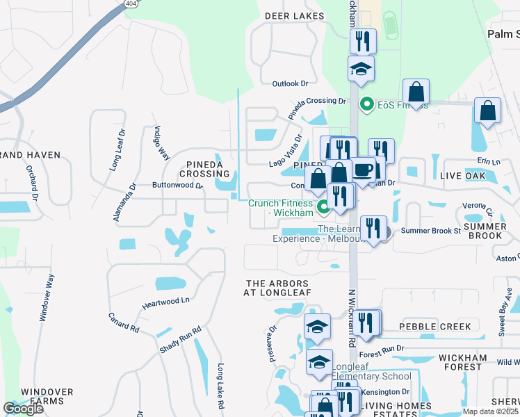 map of restaurants, bars, coffee shops, grocery stores, and more near 4866 Borealis Court in Melbourne